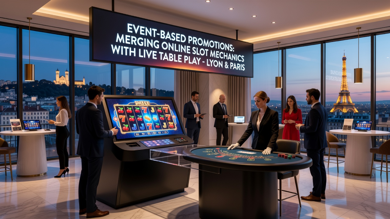 Paris gaming venue showing integrated table and digital slot elements during a promotional night